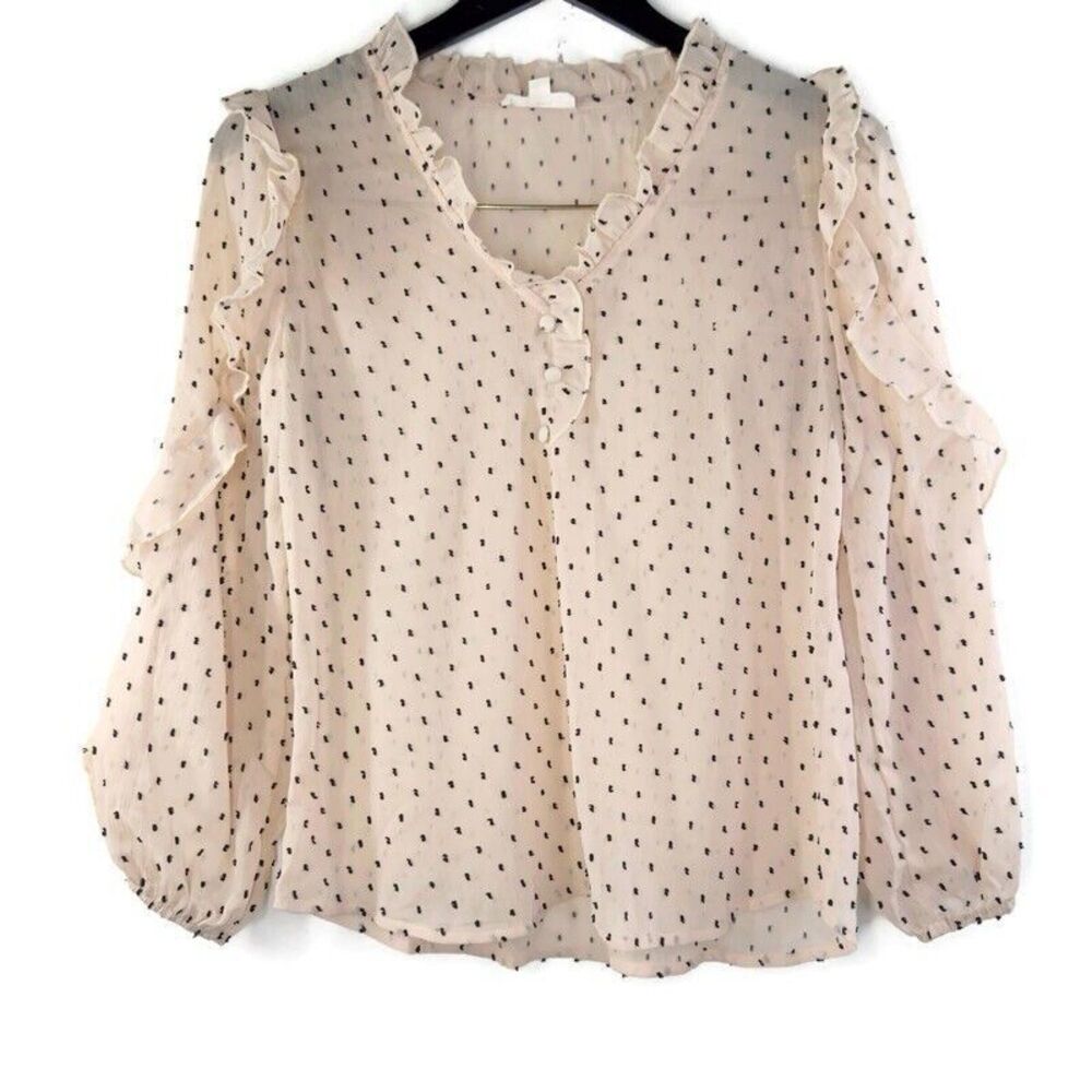 Mine Womens Top Size S Ruffle Long Sleeve Sheer